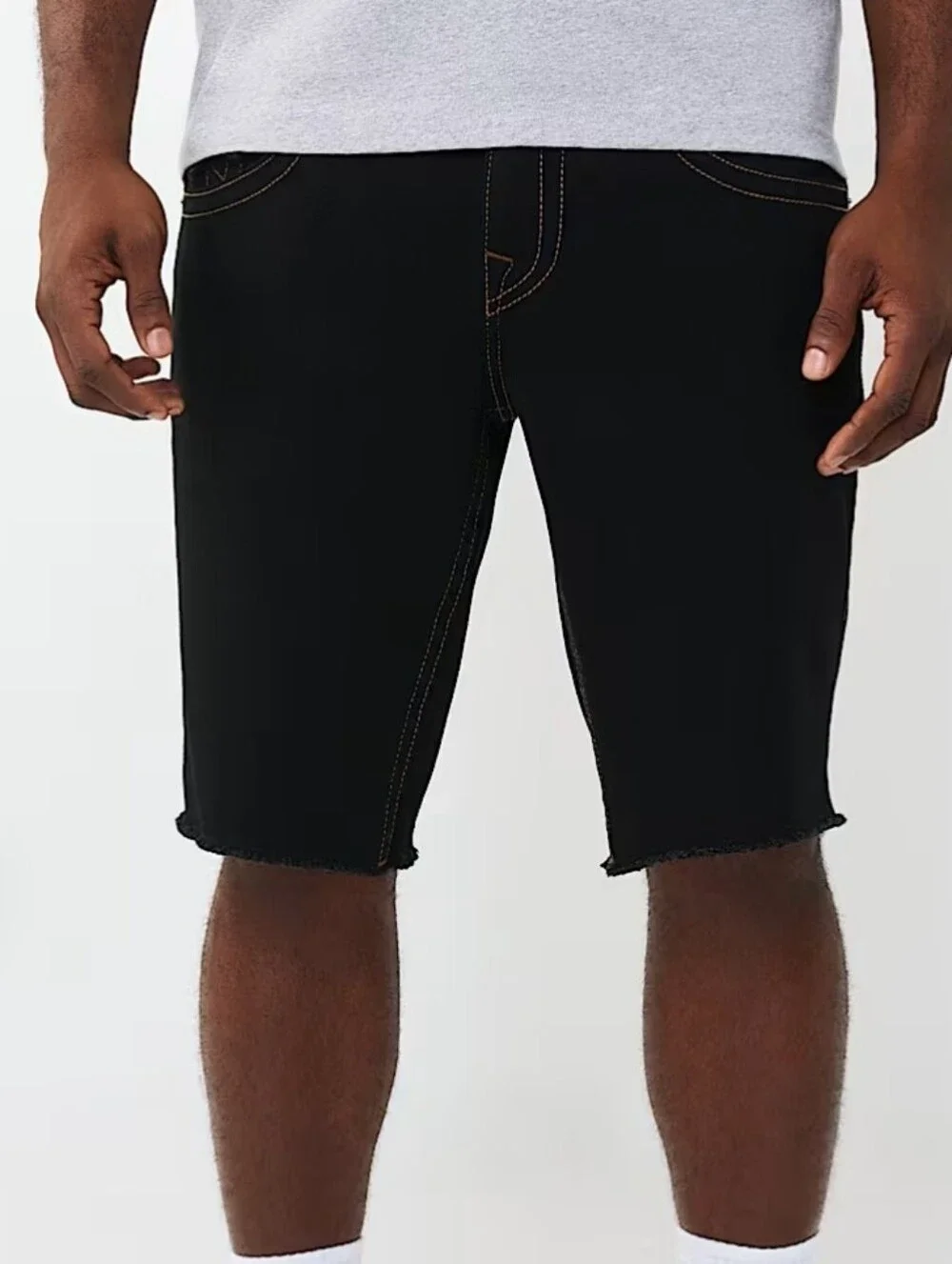 True Religion Ricky Frayed Hem Shorts Black Sz30 Flap Pocket